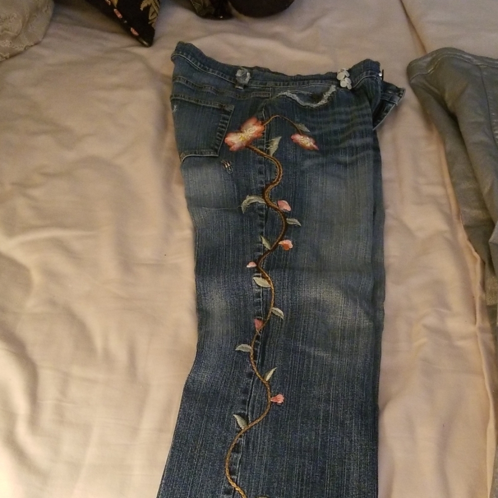 Jeans size 28 .  Embroidered on the side. S